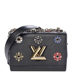 Louis Vuitton Black and Gold Crossbody Bag with Iconic Twist Lock
